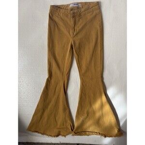 Rock And Roll Yellow Bargain Button Bell Flare Jeans.